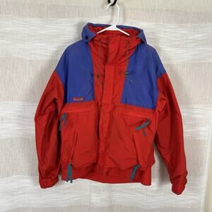 Vintage 90s Columbia Vamoose Ski Jacket Mens Medium Red Blue Teal Radial Sleeve